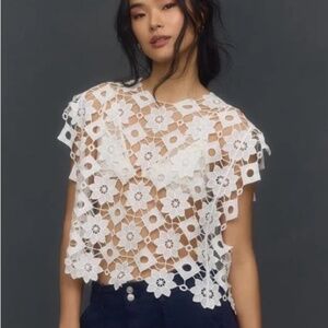 NWT White Maeve by Anthropologie Lace Shell Top Sz One Size